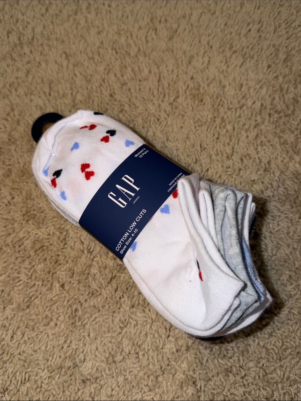 GAP Low-Cut Socks White, Blue, Gray & Light Blue